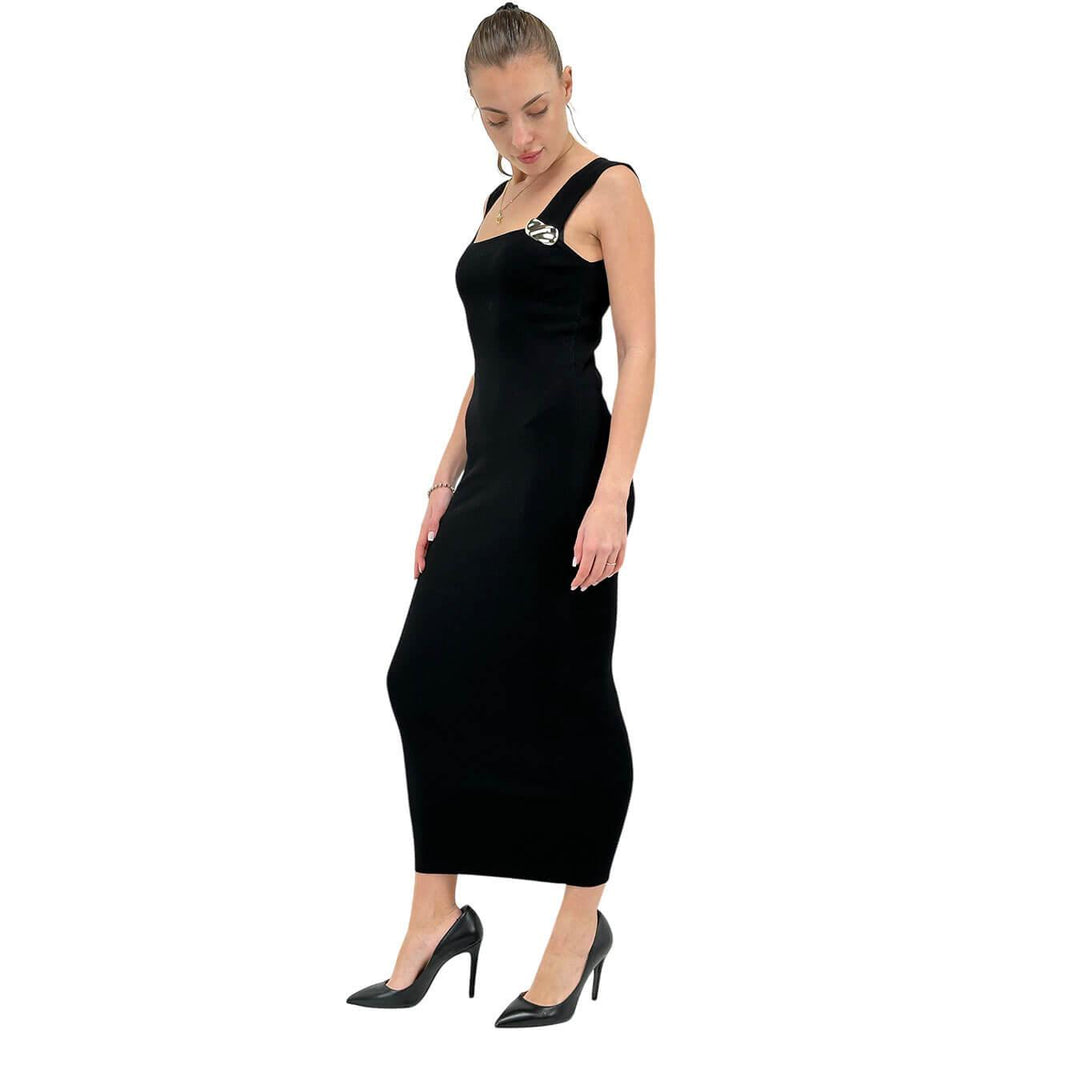 Kontatto Women's Dress, Longuette, Square Neckline, Viscose, Black