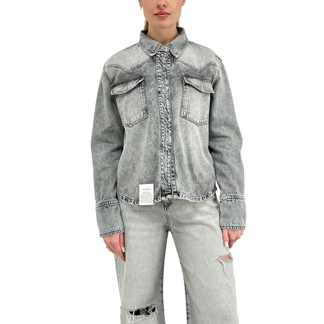 Icon Denim Giacca Norah Donna, Over, Denim, Cotone, Grigio Slavato