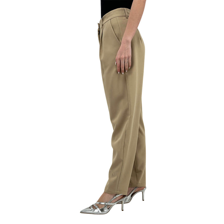 Koralline Pantaloni Cargo Donna, Pieghe Frontali, Beige