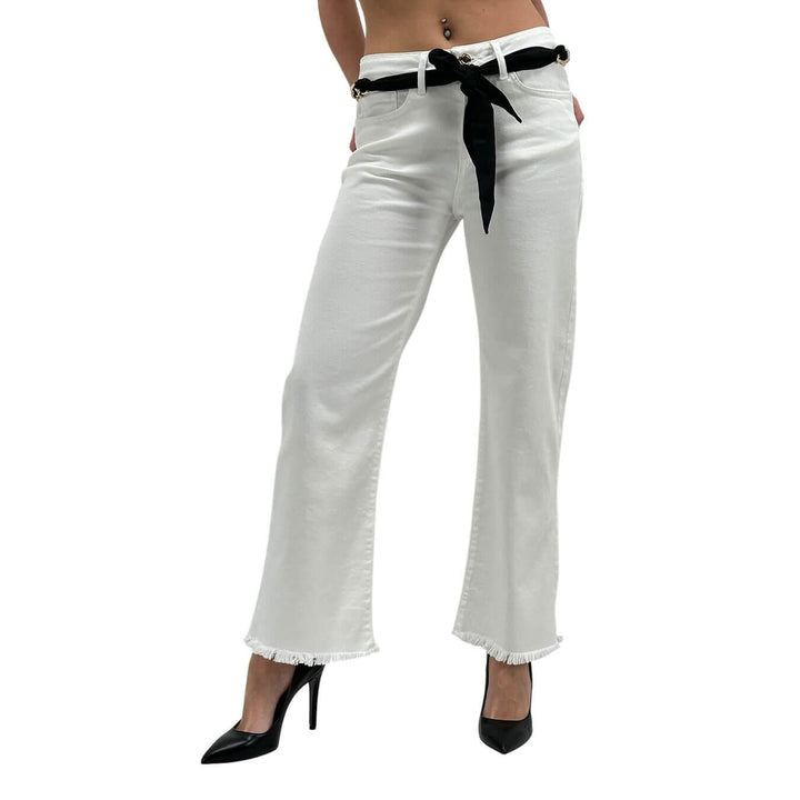 Relish Vicl_F Women's Pants, Frayed Bottom, Cotton, White