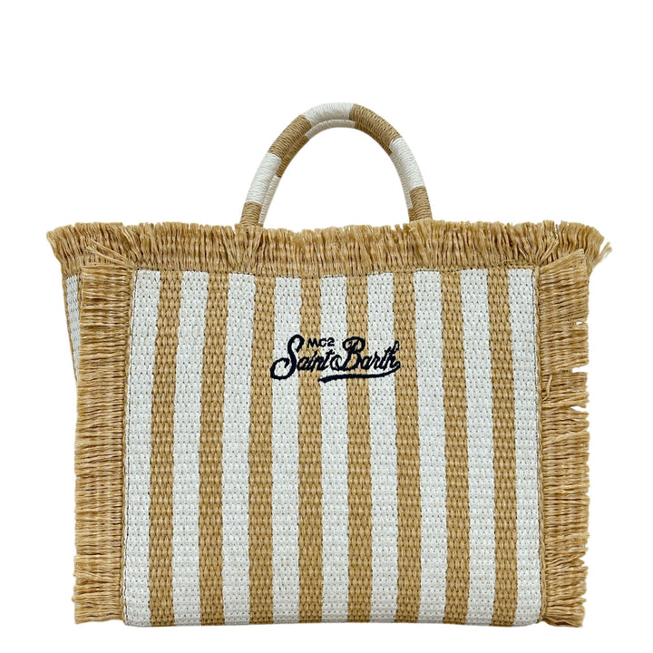 Mc2 Saint Barth Colette Borsa Donna, Effetto Paglia, Righe, Beige