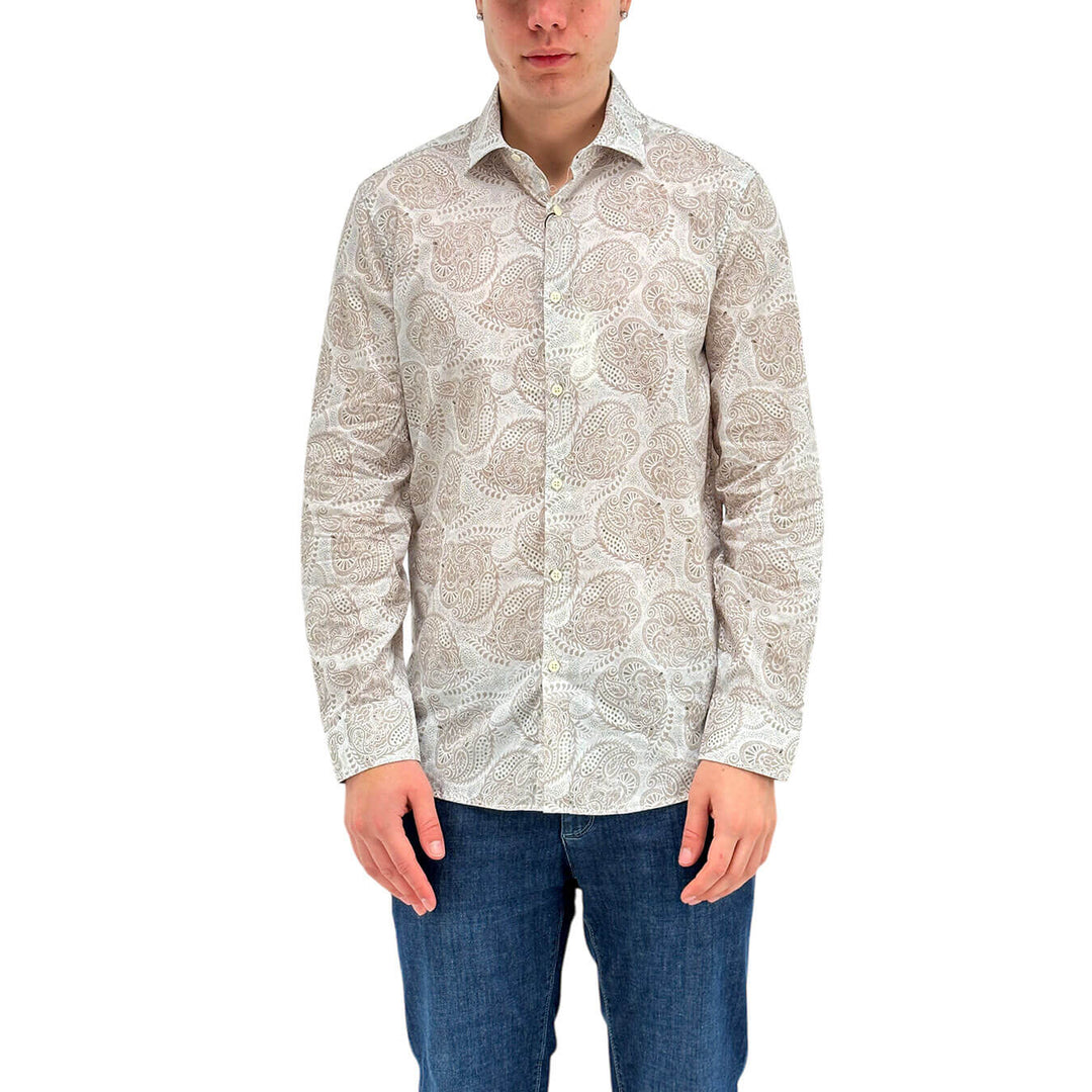 MarKup Men's Shirt, Classic Collar, Mixed Fabric, Pattern, Beige