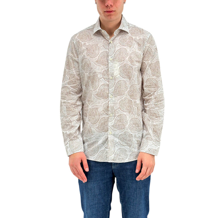 MarKup Men's Shirt, Classic Collar, Mixed Fabric, Pattern, Beige