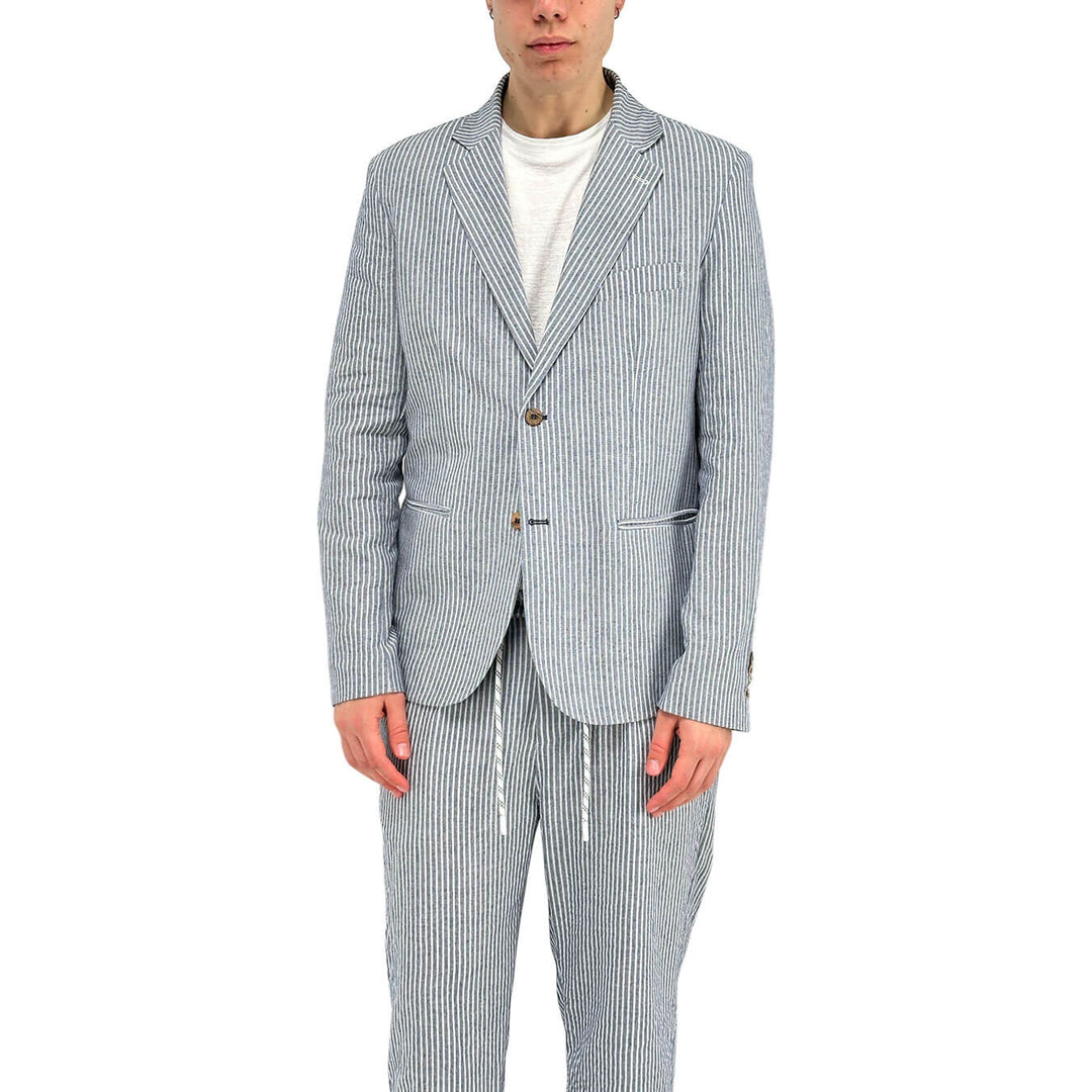 BL.11 Block Eleven Men's Suit, Single Breasted, Striped, Blue