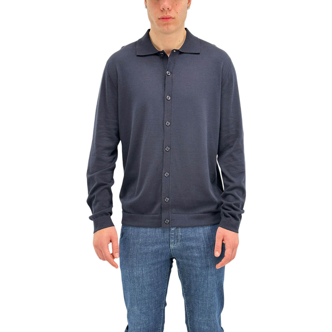 MarKup Men's Polo Shirt, Buttons, Cotton, Blue