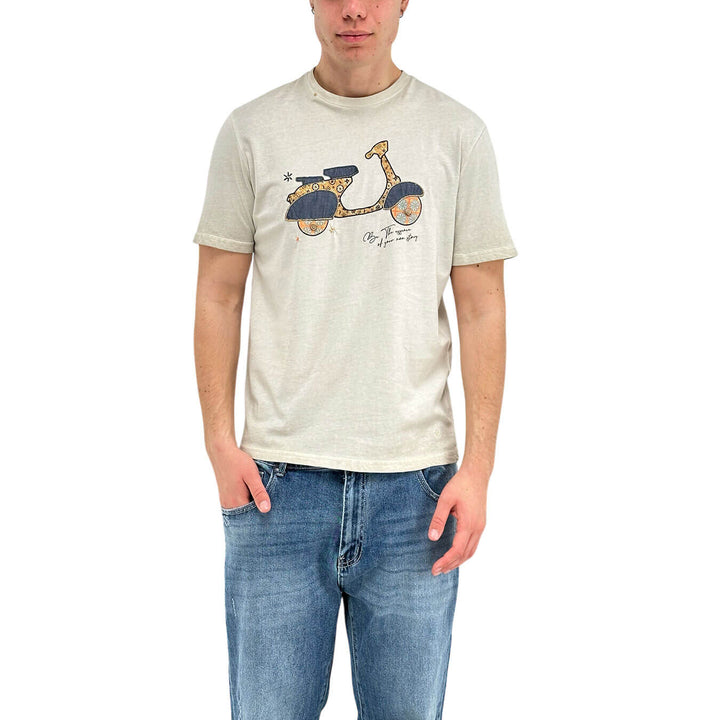 MarKup Men's Jersey, T-Shirt with Decoration, Cotton, Beige