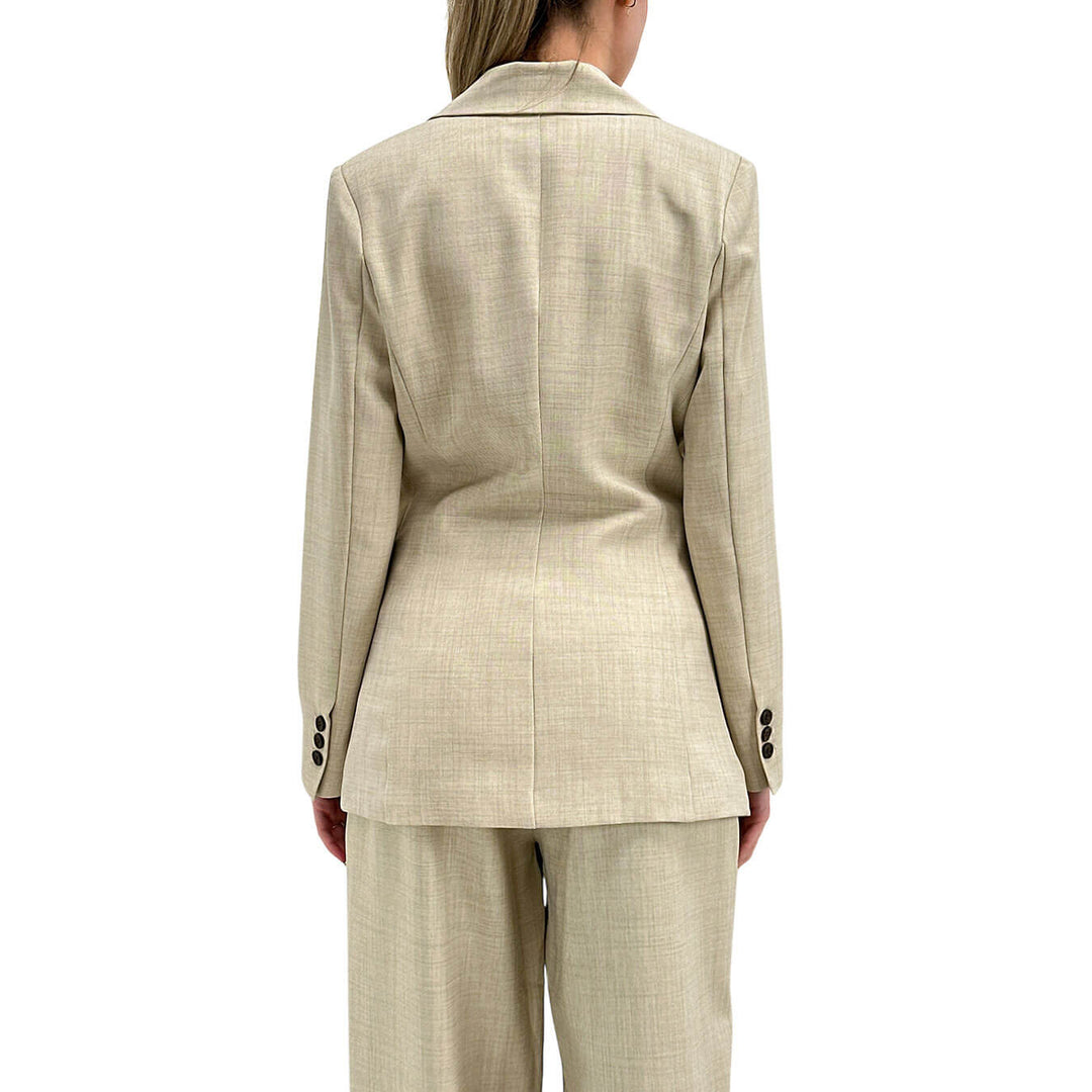 Koralline Women's Single Breasted Jacket, Two Buttons, Beige