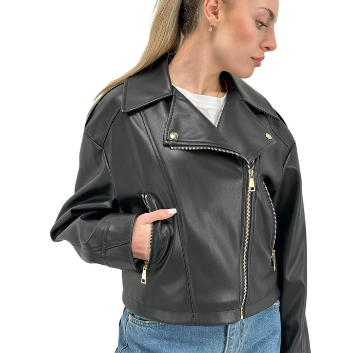 Motel Women's Jacket, Biker Style, Eco-Leather, Black