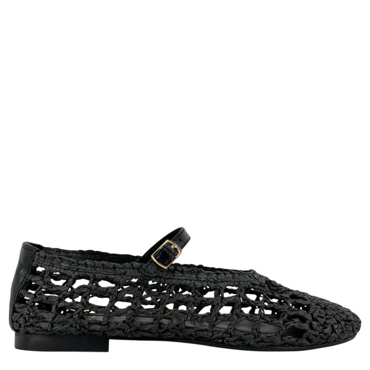Ovyé Women's Shoes, Ballerina, Woven Raffia, Strap, Black