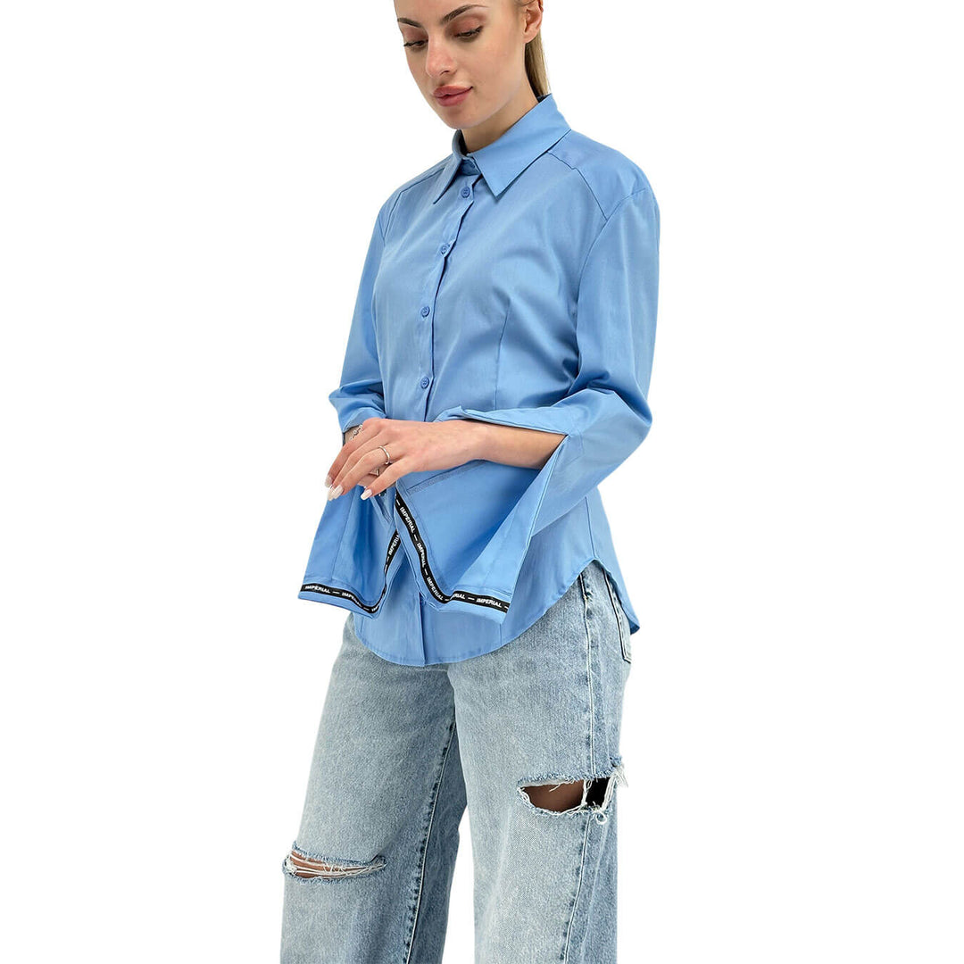 Imperial Camicia Donna, Modello Classico, Polsini Logati, Celeste