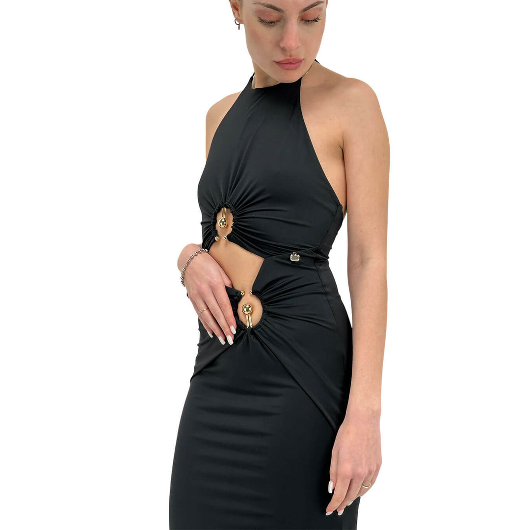 Relish Salamanca Women's Dress, Long, Cut-Out Rings, Black