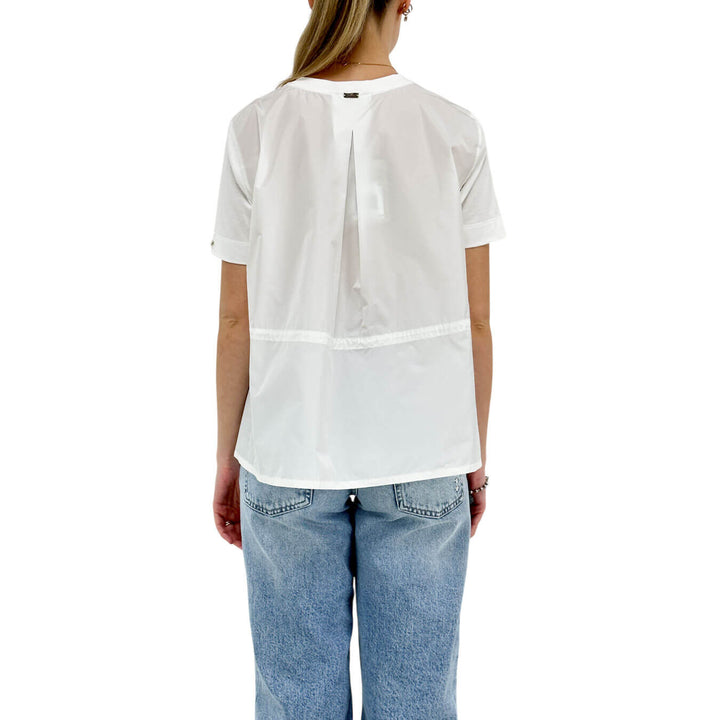 Herno Maglia Donna, T-Shirt in Chic Cotton Jersey e Taffetà, Bianco