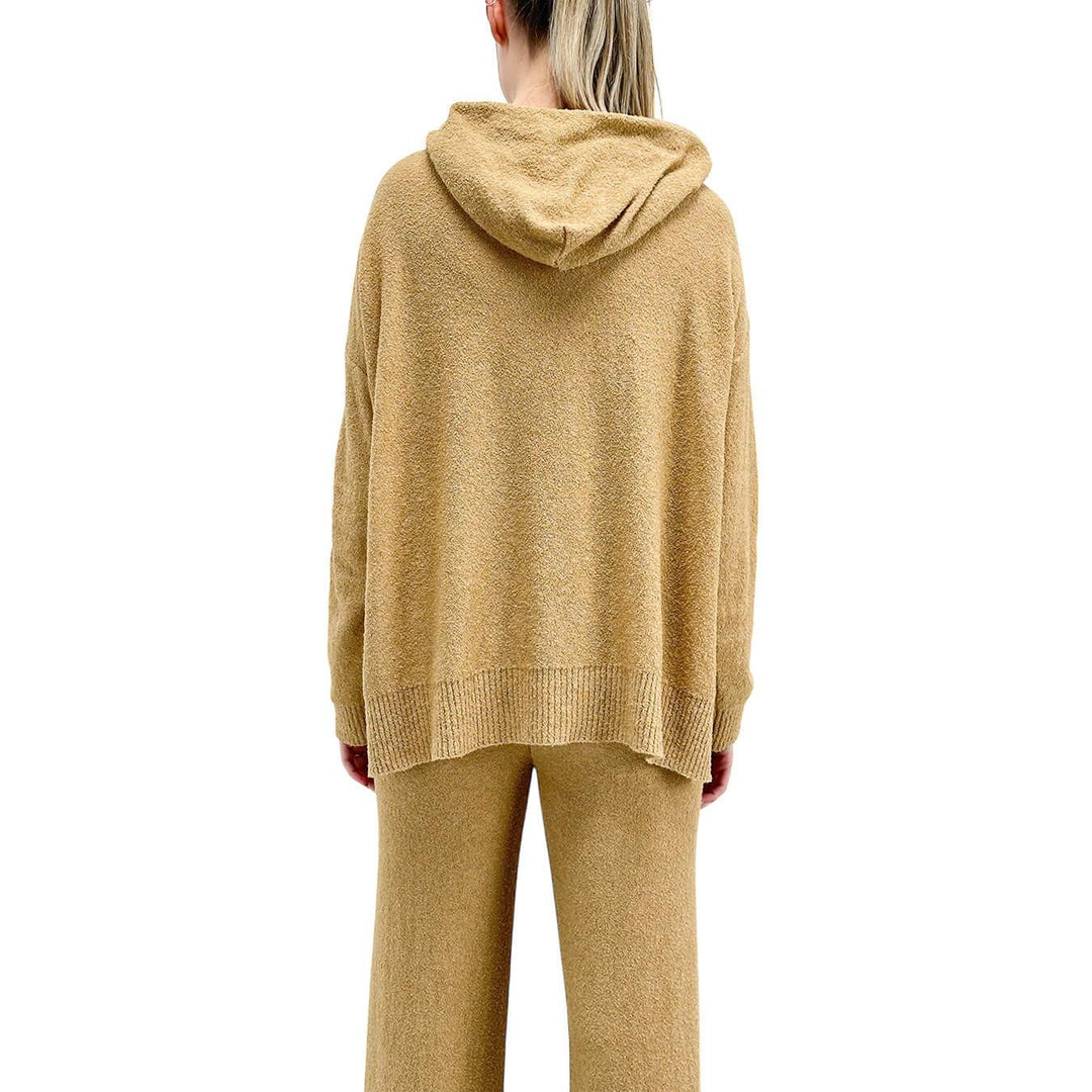 Kontatto Women's Sweater, Hood, Cotton Blend, Beige