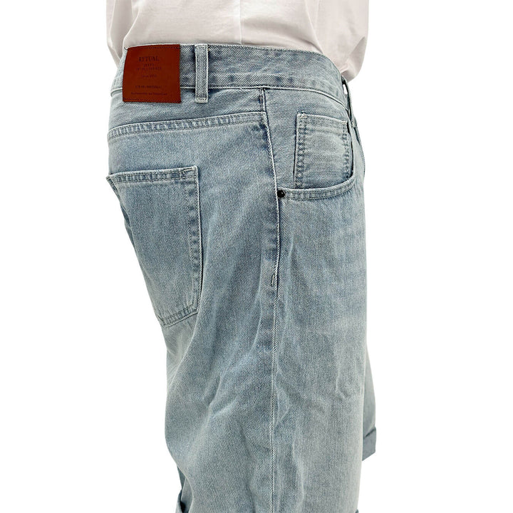 Rytual Men's Shorts, Bermuda, Denim, Cotton, Light Blue