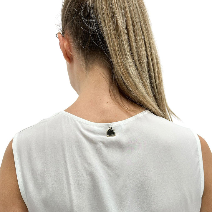 Relish Women's Sweater, Blouse, Sleeveless, Front Knot, Ivory