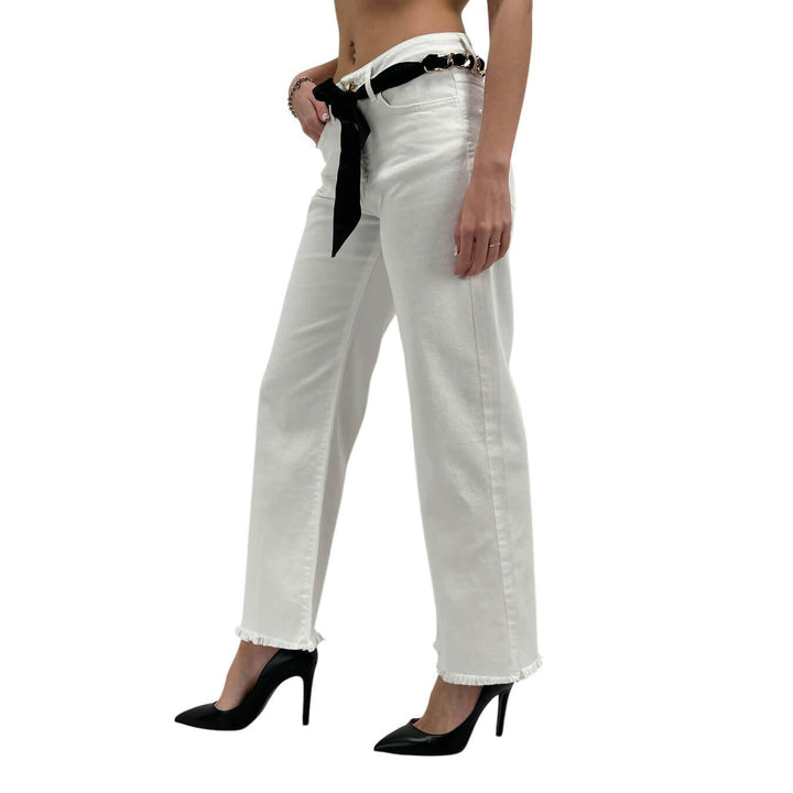 Relish Vicl_F Women's Pants, Frayed Bottom, Cotton, White