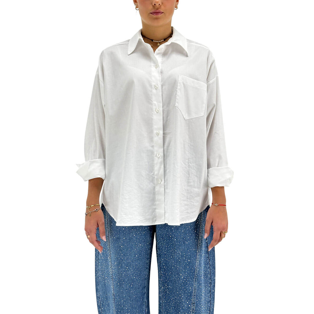 Tensione In, Camicia, Donna, Cotone, Bianco