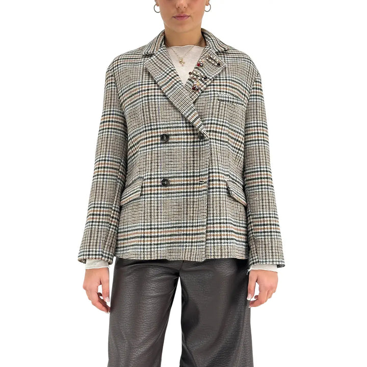 Tensione In, Giacca, Donna, Pied de Poule, Marrone