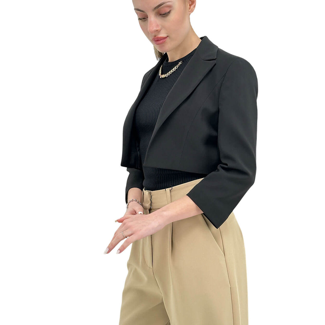 Relish Urania Women's Jacket, Short, Open, Mixed Fabric, Black