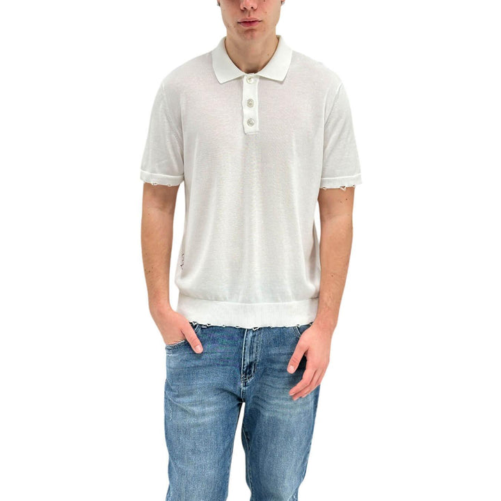 Amaranth Men's Shirt, Polo, Short Sleeve, Three Buttons, White