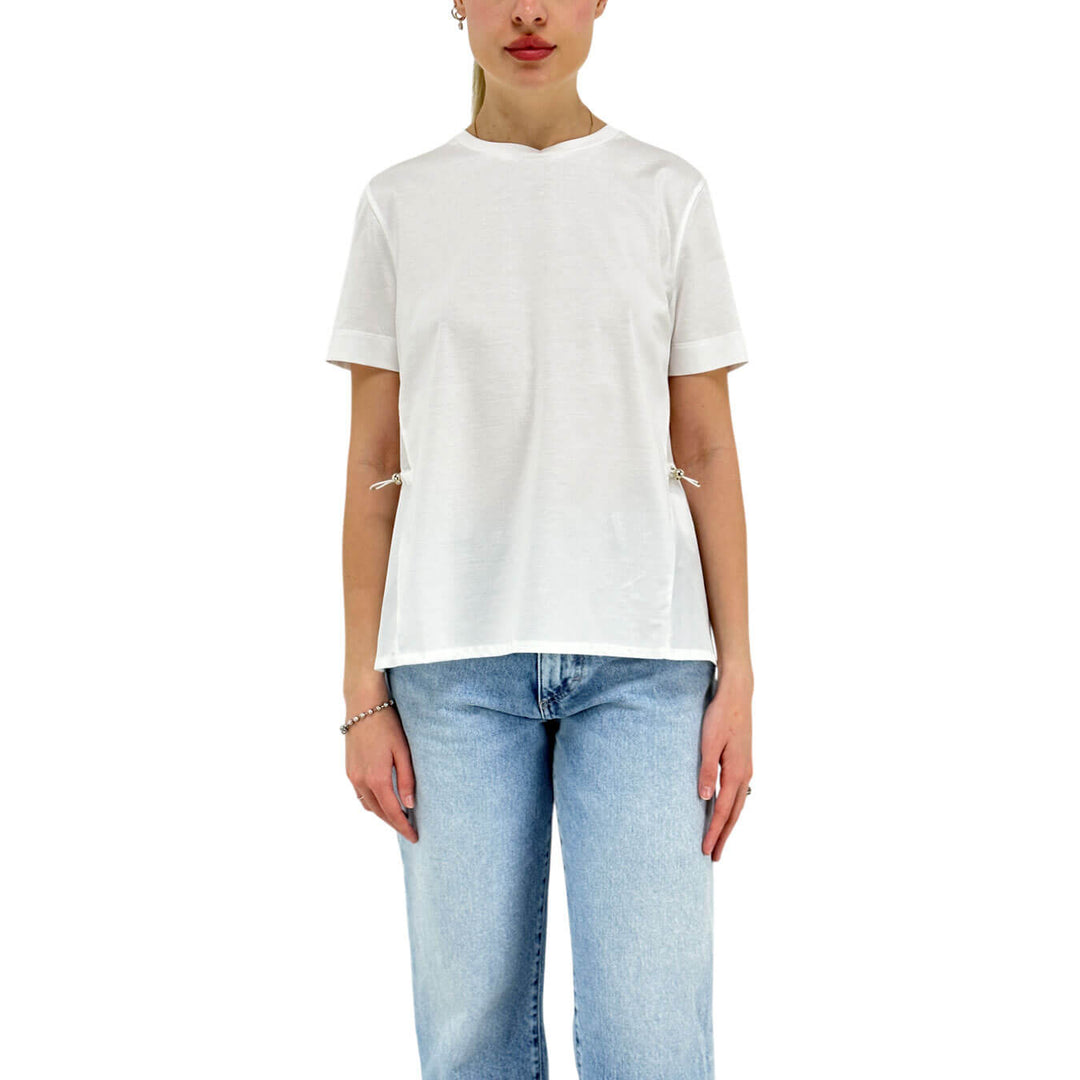 Herno Maglia Donna, T-Shirt in Chic Cotton Jersey e Taffetà, Bianco