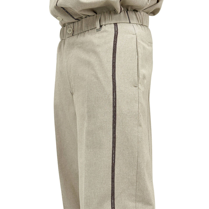 I'm Brian Men's Pants, Stripe Pattern, Wide Leg, Beige