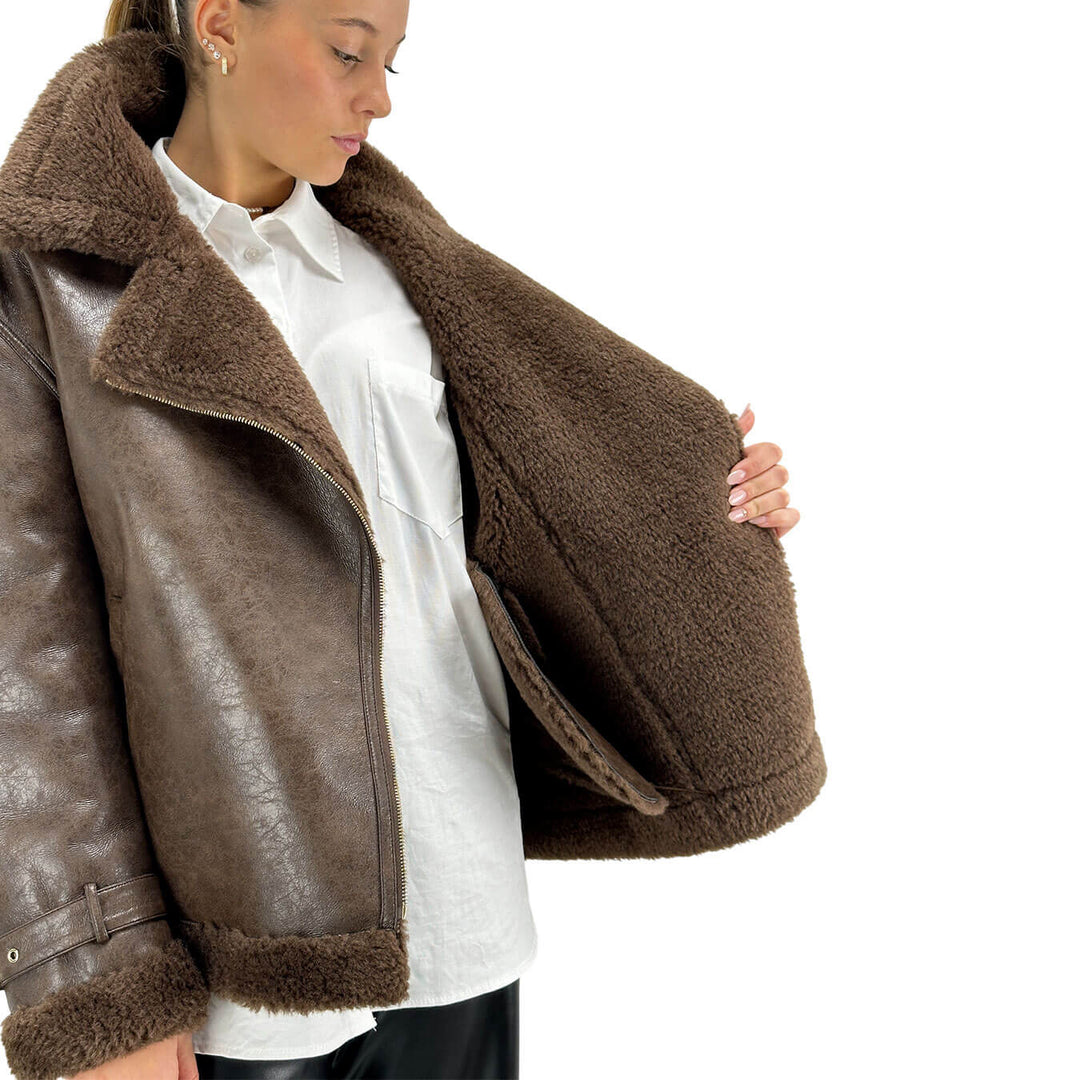 Tensione In, Giubbotto, Donna, Ecopelle, Marrone