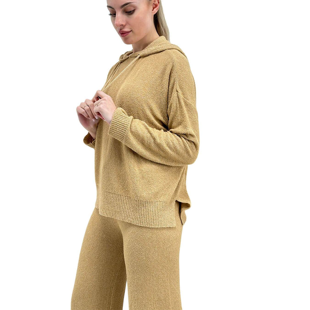 Kontatto Women's Sweater, Hood, Cotton Blend, Beige