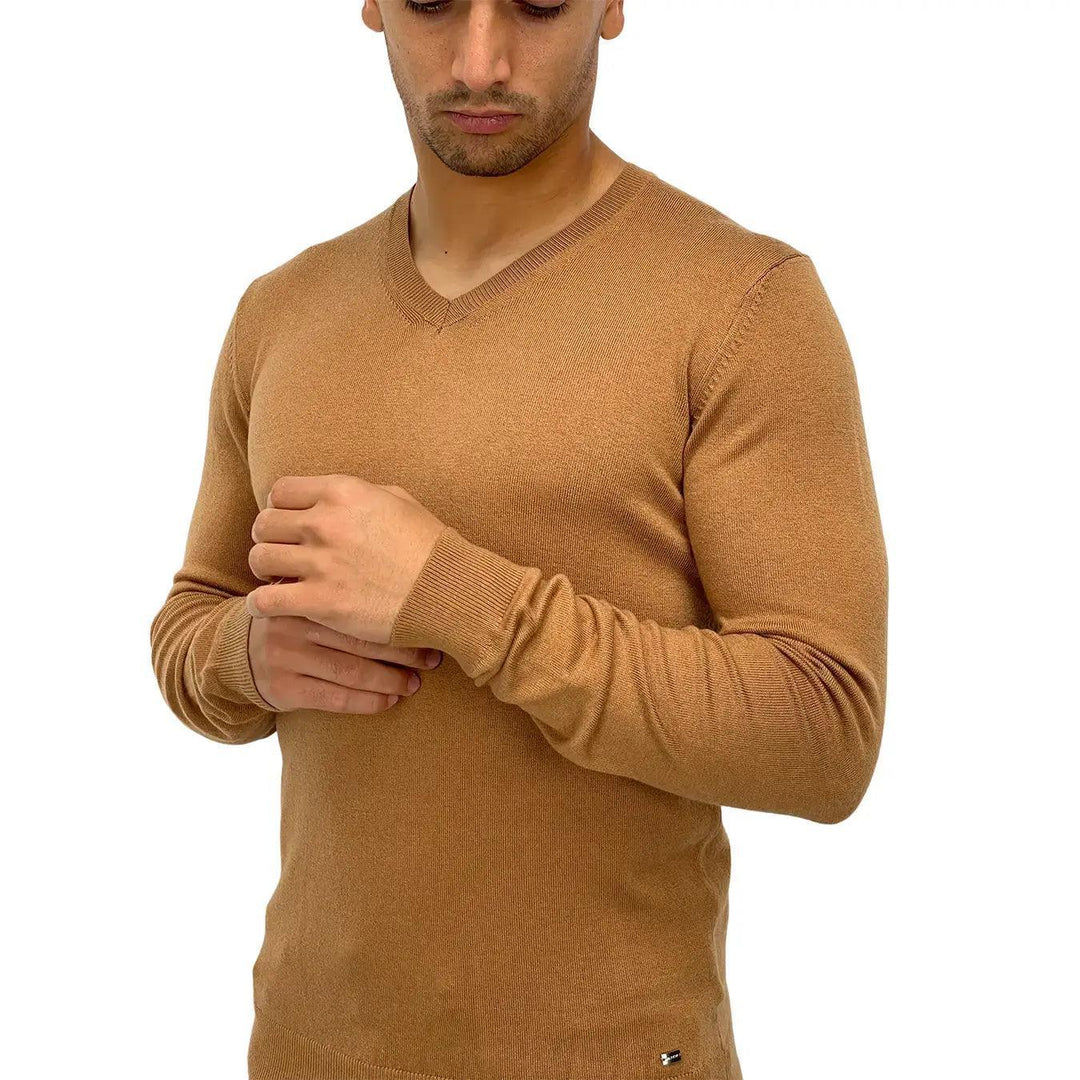 Markup Maglia ml, 390114, Scollo v Basic Soft Caschmere, Cammello, Bassiniboutique.it, 