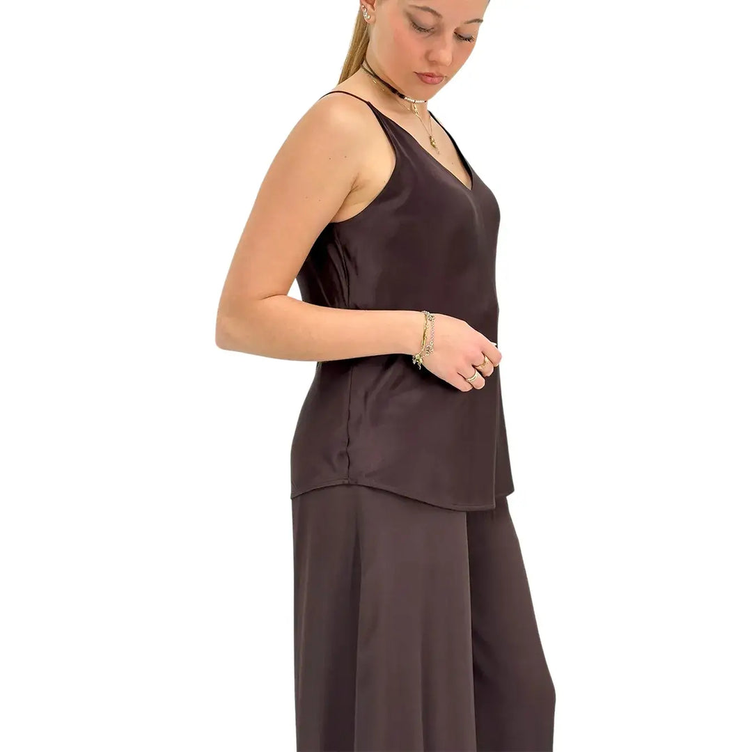 Ottod'Ame, Top, Donna, Spalline Sottili, Marrone