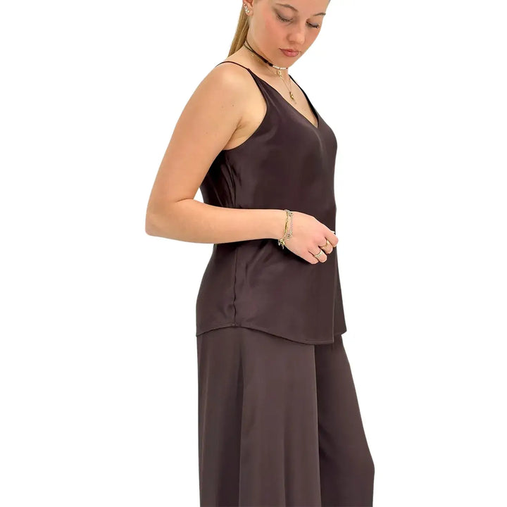 Ottod'Ame, Top, Donna, Spalline Sottili, Marrone