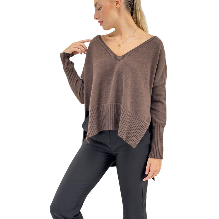 Relish, Maglia, Vosis, Scollo V, Donna, Viscosa, Marrone
