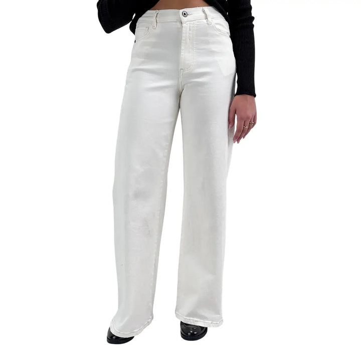 Bassini Jeans Donna Panna Palazzo in Cotone Elasticizzato Morbido