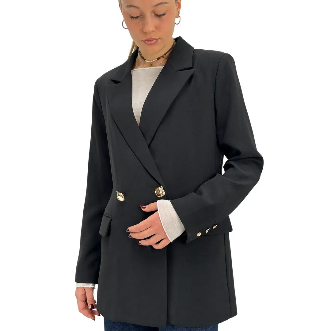 Koralline, Giacca, Doppio Petto, Poliestere, Nero