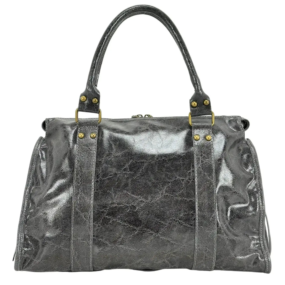 Bassini, City Bag, Grande, Vera Pelle, Grigio