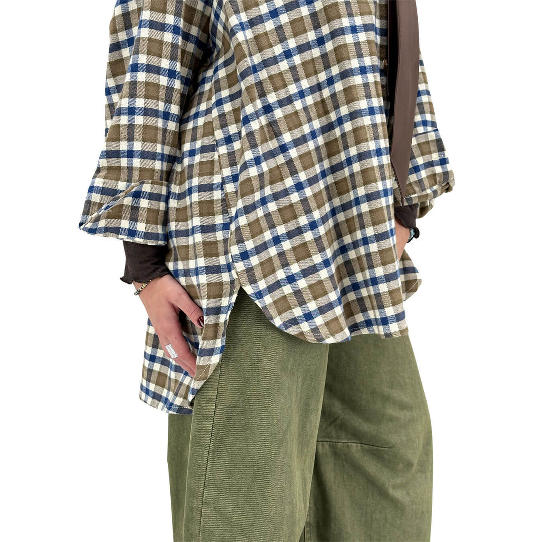 Motel, Camicia Check, Donna, Cotone, Blu
