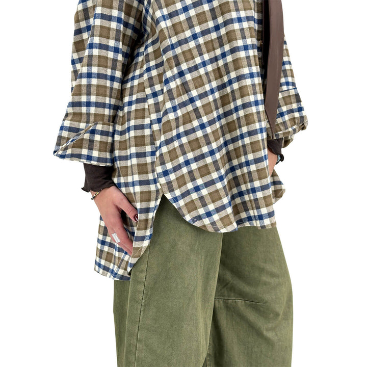 Motel, Camicia Check, Donna, Cotone, Blu