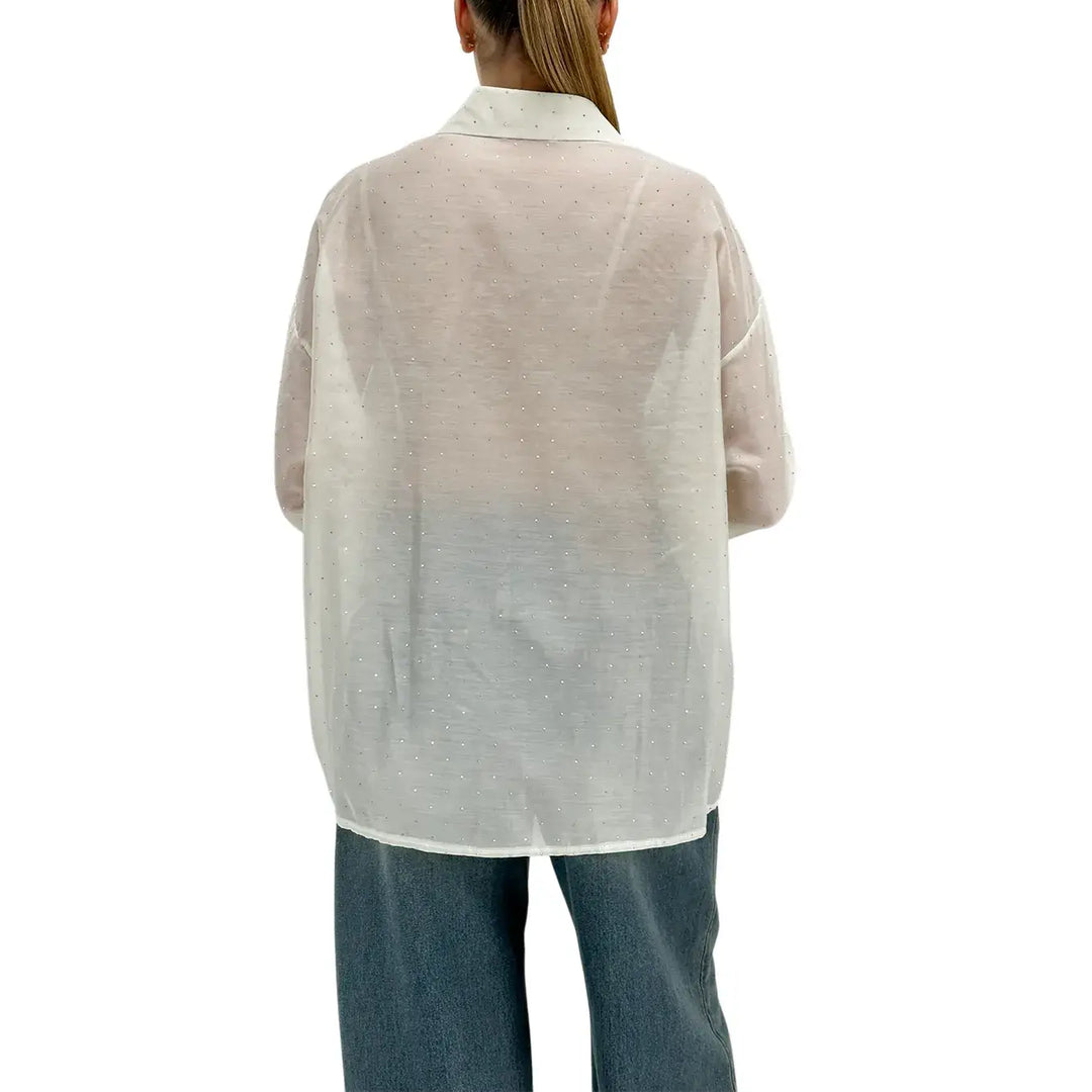 Kontatto, Camicia, Donna, Strass, Avorio