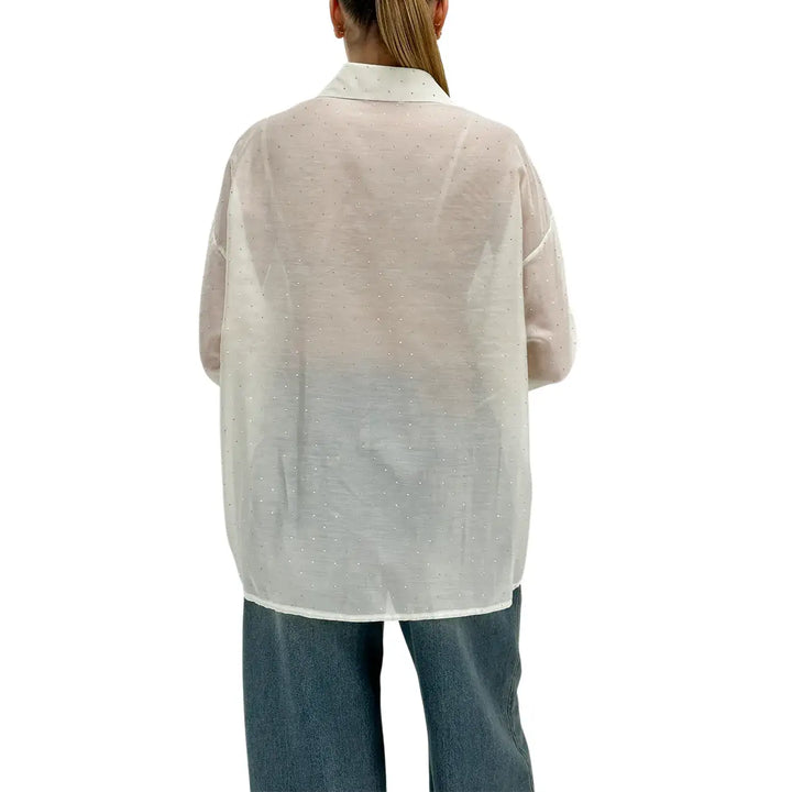 Kontatto, Camicia, Donna, Strass, Avorio