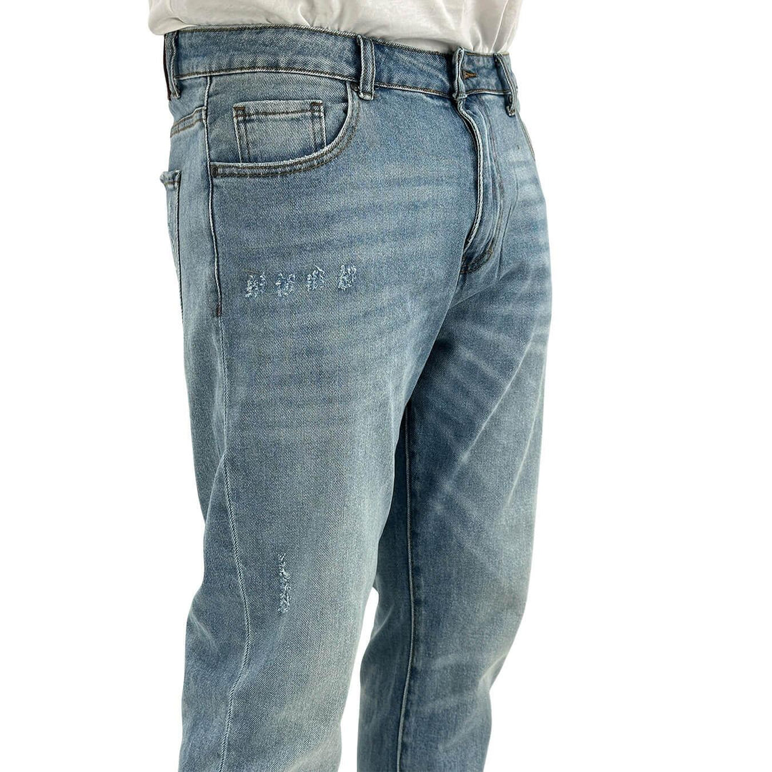 Pantaloni Uomo, Jeans, Denim, Chino, Cotone, Azzurro