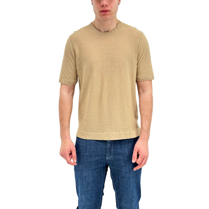 MarKup Maglia Uomo, Modello Basic, Lino e Cotone, Beige