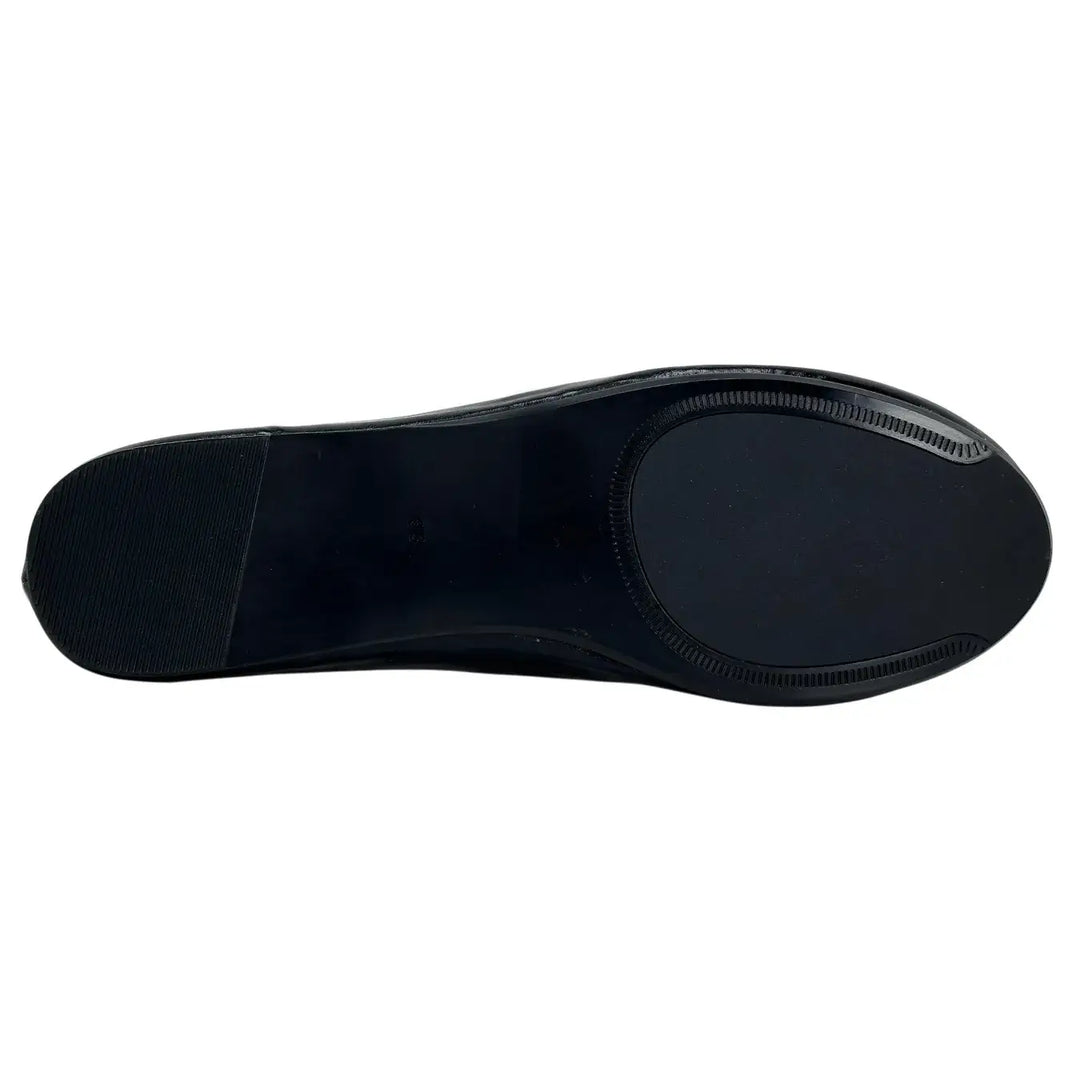 Bassini Ballerine Donna Nere in Ecopelle Effetto Used con Punta Tonda e Accessorio Oro