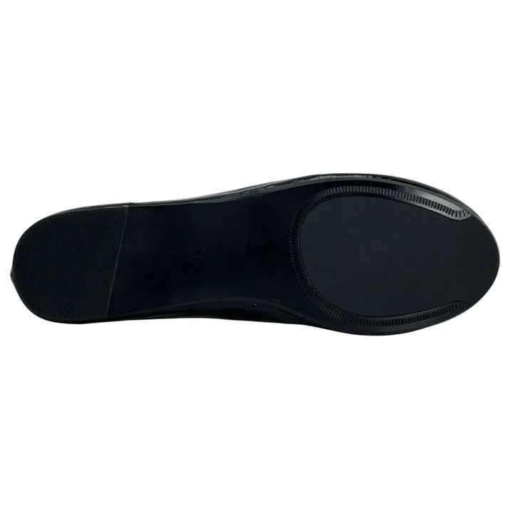 Bassini Ballerine Donna Nere in Ecopelle Effetto Used con Punta Tonda e Accessorio Oro