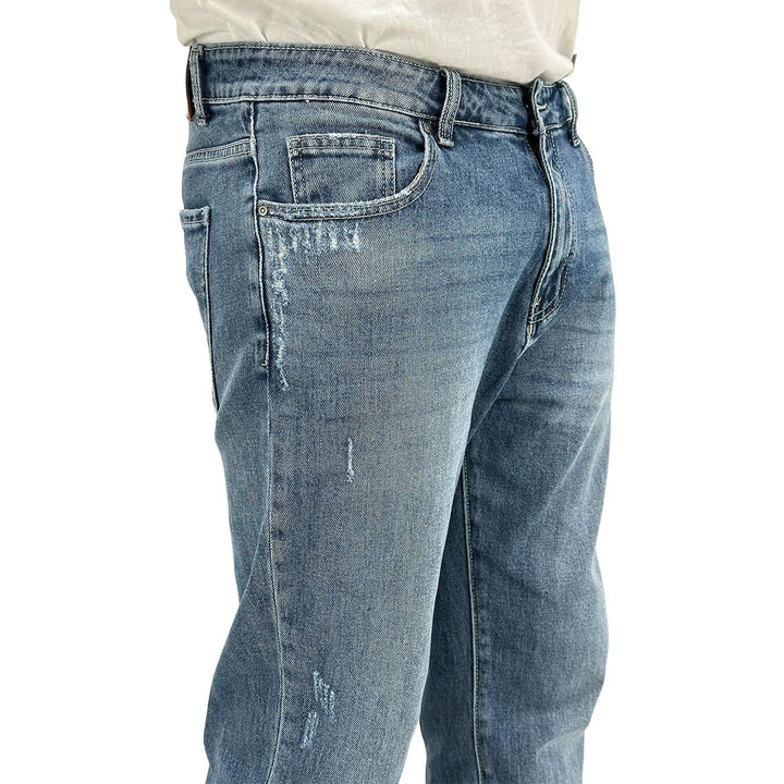 Pantaloni Uomo, Jeans, Denim, Chino, Cotone, Blu Notte