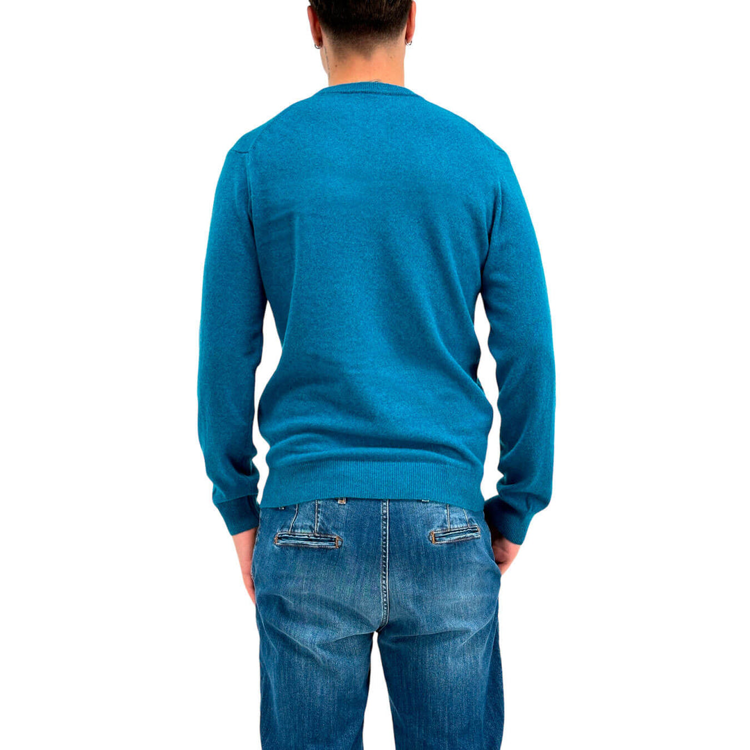 Refabrics Men's Sweater, Basic, Crewneck, Cashmere, Light Blue