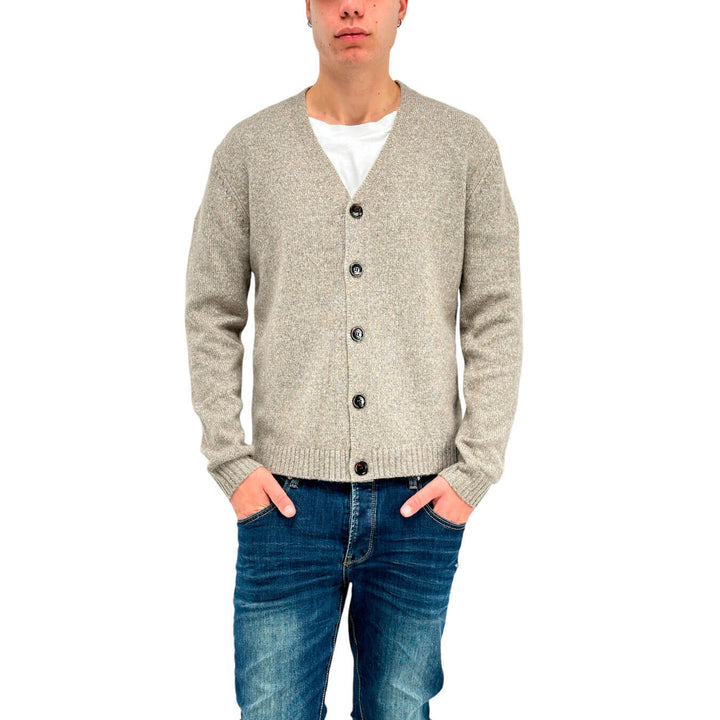 MarKup Maglia Uomo, Cardigan, Tinta Unita, Melange, Beige