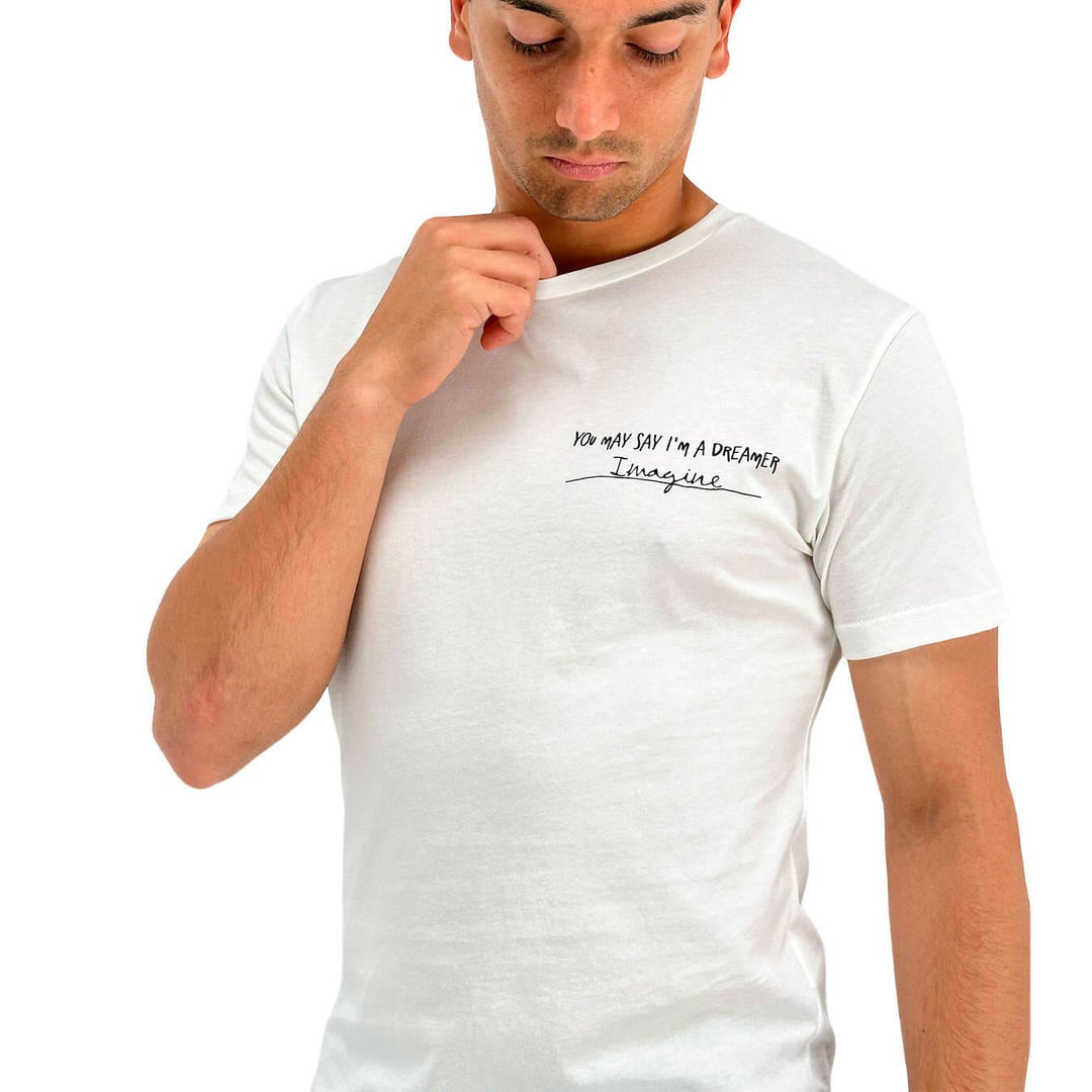 Imperial Maglia T-Shirt Uomo, Girocollo, Scritta "Imagine All The People", Bianco - BassiniBoutique.it