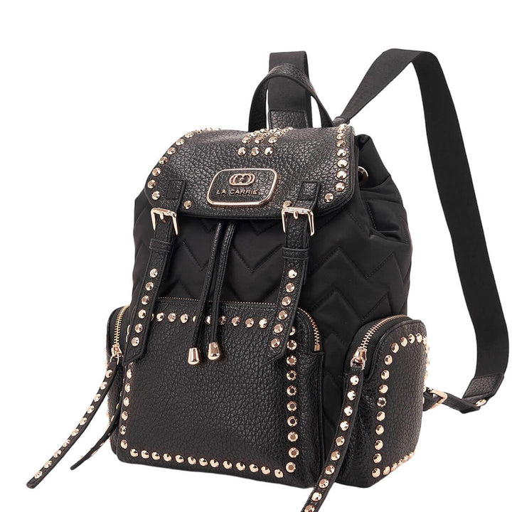 La Carrie Dark Wave Borsa Donna, Zaino, Borchie, Ecopelle, Nero