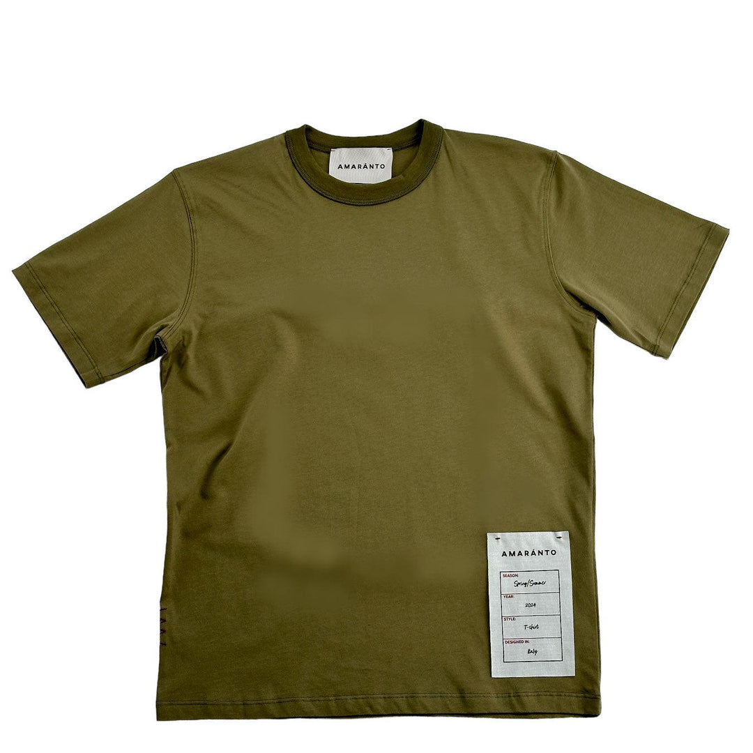 Amaránto Maglia, T-Shirt Uomo, Girocollo, Tessuto Misto, Basic, Verde