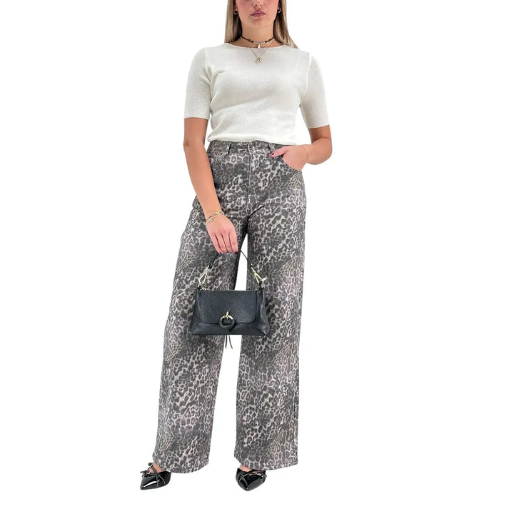 Bassini Maglia Donna Avorio a Micro Costine Girocollo Basic con Maniche Corte
